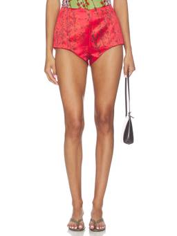 Muma World - Sukara Women's High-Waist Satin Hot Shorts Red