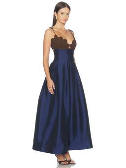 Mayle Vasquez - Arena Women's Crochet Bodice Tie-Strap Maxi Dress Navy Blue