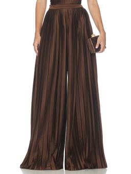 Mayle Vasquez - Cibaeno Women's Pleated Wide-Leg Palazzo Pants Brown