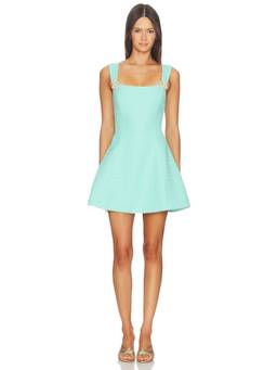 Nadine Merabi - Isla Women's Pearl-Embellished Tweed Fit & Flare Mini Dress Blue