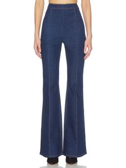 Nadine Merabi - Charlotte Denim Women's Mid-Waist Flared Trousers Blue