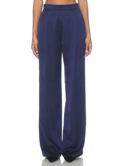 Nadine Merabi - Satin Women's Wide-Leg Palazzo Pants Navy Blue