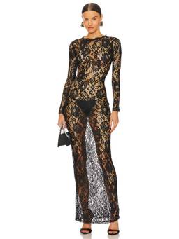 The New Arrivals by Ilkyaz Ozel - Siwa Women's Plunging Neck Faux Drape Maxi Dress Multi-Color