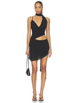 NBD - Azura Women's Asymmetrical Neck Cut-Out Mini Dress Black