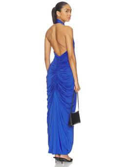 NBD - Carole Women's Halter Neck Ruched Maxi Dress Blue