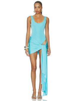 NBD - Isabelle Women's Draped Side Tie Bodycon Mini Dress Blue