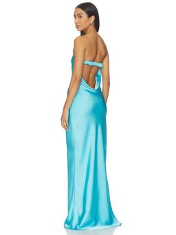 NBD - Indira Women's Strapless Open Back Satin Gown Blue
