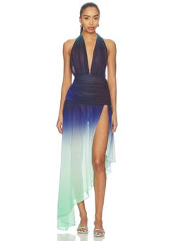 NBD - Sargun Women's Ombre Halter Neck Maxi Dress Blue
