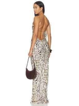 NBD - Samreen Women's Open-Back Cowl Neck Maxi Gown Beige