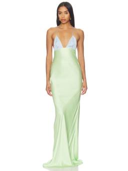 NBD - Zareen Women's Halter Neck Satin Maxi Dress Green