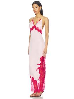 NBD - Gulzar Women's Lace Trim Satin Gown Pink