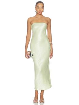 NBD - Rukhsana Women's Strapless Textured Satin Maxi Dress Green