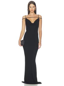 NBD - Malini Women's Cowl Neck Strappy Bodycon Gown Black
