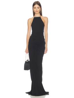 NBD - Mishti Women's Halter Neck Ruched Maxi Gown Black