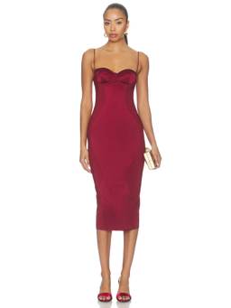 NBD - Mohini Women's Satin Underwire Bodycon Midi Dress Red