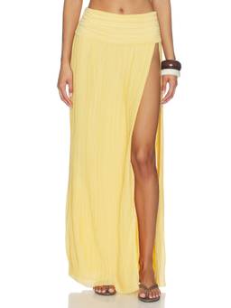 NBD - Mallika Women's Pleated Chiffon Maxi Skirt Yellow