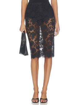 NBD - Riya Women's Sheer Lace Pencil Skirt Black