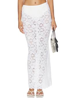 NBD - Asta Women's Lace Pull-On Maxi Skirt White