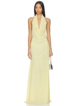 Nakedvice - Marisa Women's Halter Neck Cowl Maxi Dress Yellow