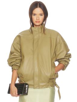 Nakedvice - Anika Women's Faux Leather Belted Jacket Olive