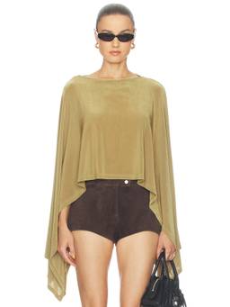 Nakedvice - Women's Draped Poncho Top Olive