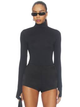 Nakedvice - Tulsa Women's Semi-Sheer Thumbhole Turtleneck Top Black