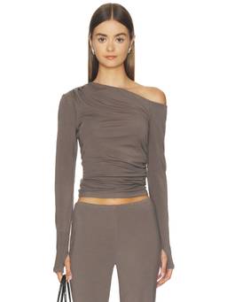 Nakedvice - Nadja Women's One Shoulder Ruched Jersey Top Grey