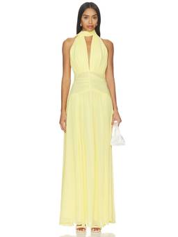 NICHOLAS - Arella Women's Sleeveless Halter Neck Maxi Dress Yellow