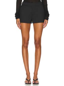 NIA - Women's Mid-Waist Stretch Suiting Shorts Navy Blue