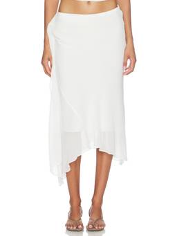 NIA - Natalia Women's Asymmetrical Midi Skirt White