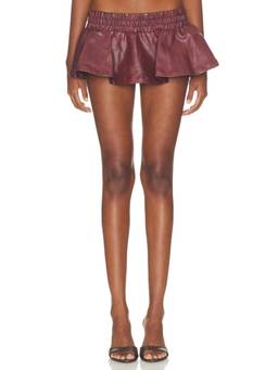 NIIHAI - Amelia Women's High Waist Flared Mini Skirt Burgundy