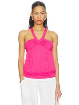 NIIHAI - Women's Halter Neck Braided Back Jersey Top Pink