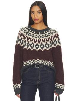 NILI LOTAN - Isaline Fair Isle Women's Ribbed Trim Pullover Sweater Multi-Color