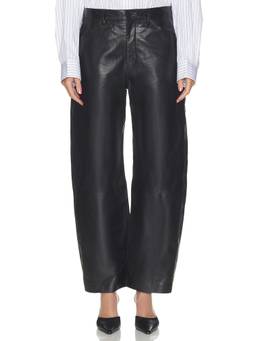NILI LOTAN - Tribeca Women's High-Waist Leather Straight Trousers Black