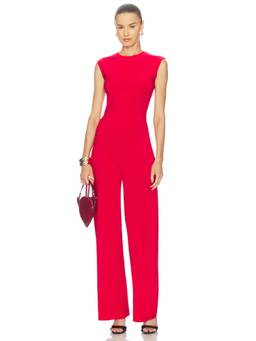 Norma Kamali - Slinky Jersey Women's Sleeveless Wide-Leg Jumpsuit Red