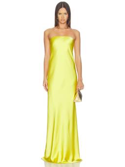 Norma Kamali - Bias Strapless Women's Satin Gown Yellow