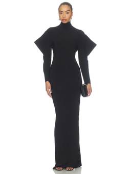Norma Kamali - Wing Sleeve Women's Open Back Bow Neck Gown Black