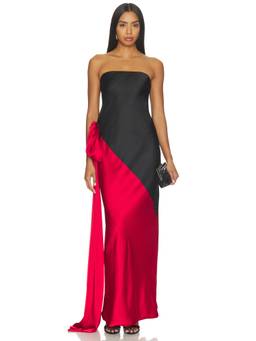 Norma Kamali - Spliced Bias Women's Strapless Bow Gown Multi-Color