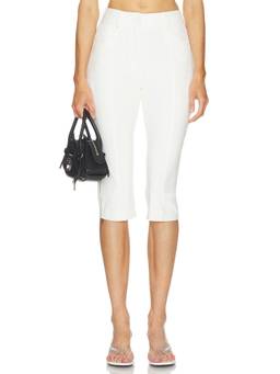 Norma Kamali - Pedal Pusher Women's Stretch Slim Fit Capris White