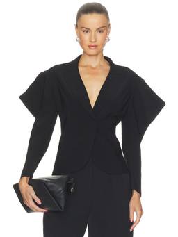 Norma Kamali - Wing Sleeve Women's Cut-Out Shoulder Ponte Jacket Black