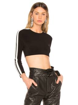 Norma Kamali - XL Sleeve Women's Deep V Ruffled Lace Bodysuit Black