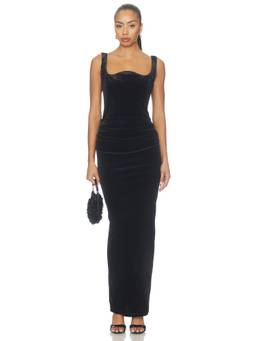 Nookie - Veda Women's Velvet Sleeveless Sweetheart Maxi Dress Black