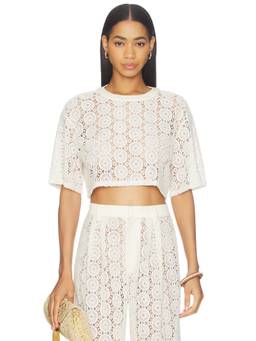 NONchalant Label - Cami Crop Women's Sheer Lace Knit Crop Top White