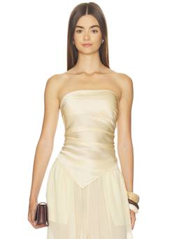 NONchalant Label - Amelia Women's Satin Strapless Tie-Up Corset Top Cream