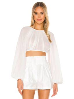 NONchalant Label - Sheer Mesh Women's Cropped Full Sleeves Crop Top Nude