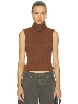 NONchalant Label - Jodie Women's Sleeveless Turtle Neck Knit Top Brown
