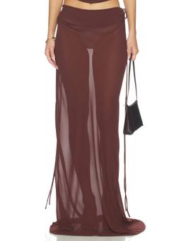 Natalie Rolt - Allira Women's Side Tie Wrap Maxi Skirt Espresso