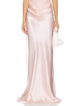 Natalie Rolt - Women's Satin Side-Tie Maxi Skirt Pink