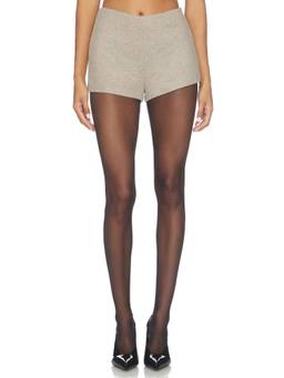 Naked Wardrobe - Chevron Suited Women's Tailored Hot Pants Shorts Beige