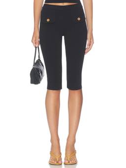 Oddli - Button Women's Stretch Cotton Pull-On Patch Pocket Capris Black